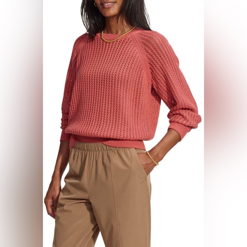 Varley Clay Knit Sweater in mineral red (coral color) / Cotton / Size S